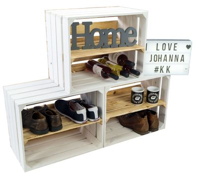 3er set Obstkiste Paula Längs flam Regalkiste Weinkisten Obstkisten Schuhregal