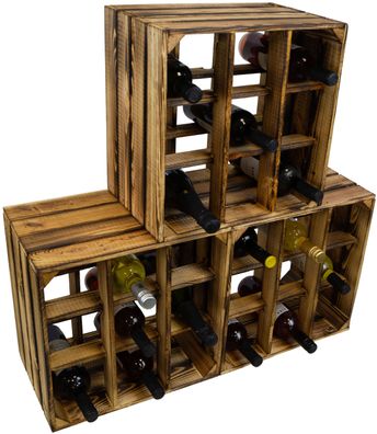 3er set Weinregal 9er geflammt Flaschenregal Weinschrank Weinablage Flaschenkiste