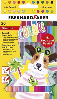 Eberhard Faber 550020 Doppelfasermaler Colori - 20er Kartonetui, sortiert