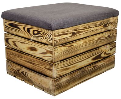 Sitztruhe Mira mit Stauraum in geflammt Maße 34x35x48 Sitzhocker Obstkiste Holzkis
