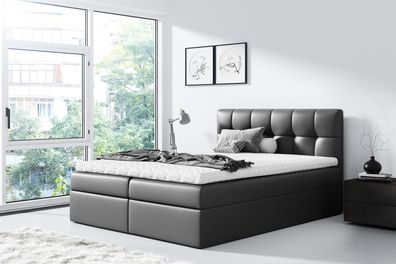 FURNIX Boxspringbett RICKIE 200x200 mit Bettkasten & Topper MA9100 schwarz