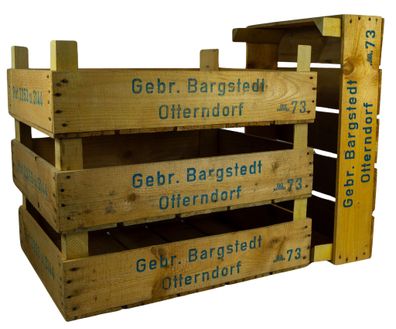 4er Set Helle Kirschsteige 54x42x16cm Holzsteige Holzkiste Vintage Obstschale