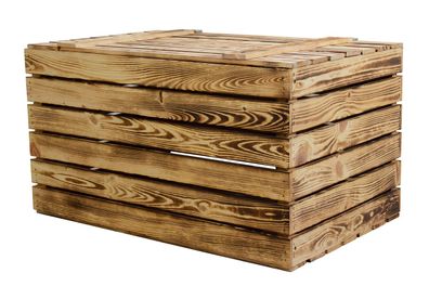 Grosse Holztruhe 80er geflammt mit Deckel 80x50x39cm