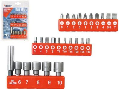 26-tlg Bitset Nüßeset Kreuz Schlitz Philips Torx Innensechskant