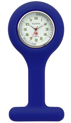 Adora Schwesternuhr analog Ø 34mm Silikon blau Quarzuhr Metallgehäuse