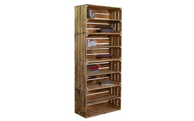 Bücherregal mit 8 Ebenen für Büro und Wohnzimmer Holz weiß braun geflammt 160x68x3