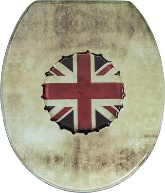 WC-Sitz Union Jack mit Soft-Schließ-Komfort Toilettensitz Holzkern