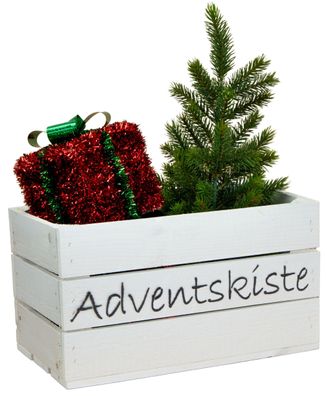 Adventskiste "Hilde" weiss Weihnachtskiste Weihnachtsdeko Adventsdeko Holzkiste