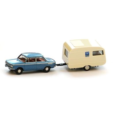 Audi Modell NSU TT mit Wohnanhänger Modellauto 1:87 Miniatur A5-5217