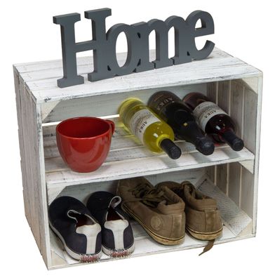 Obstkistenregal Johanna Shabby weiß - längs Weinkiste Vintage weiss Holzkiste