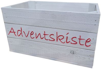 Adventskiste "Hilde" weiß ohne mit roter Schrift