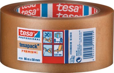 Verpackungsklebeband PVC tesapack® 4124 farblos L.66m B.50mm Rl. TESA