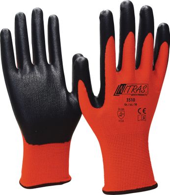 Handschuhe Nitril Foam Gr.8 rot/schwarz Nyl.m. Nitrilschaum EN 388 PSA II NITRAS