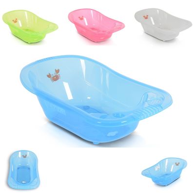 Moni Babybadewanne Omar 90 cm Transparent Wasserablauf Ablagefächer für Zubehör