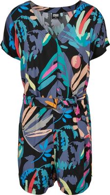 Urban Classics Damen Ladies Short Viscose Belt Jumpsuit Blackfruity