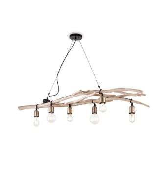 Ideal lux Driftwood SP6 Pendelleuchte mit E27 Fassungen mit Naturästen