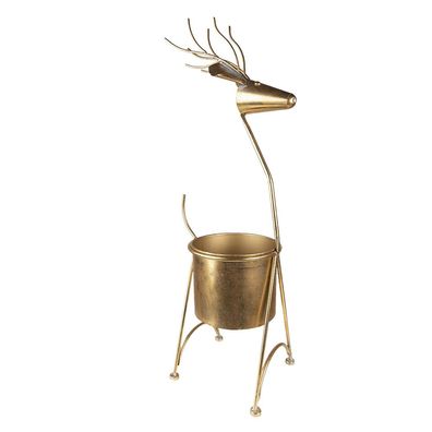 Clayre & Eef Blumentopf Ø 22x78 cm Goldfarbig Metall Rentier (Gr. 29x22x78 cm)