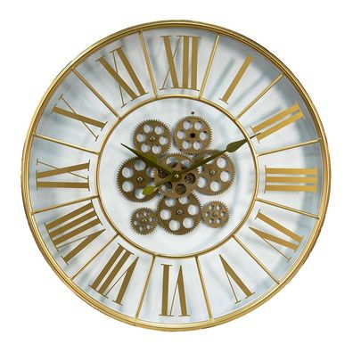 Clayre & Eef Wanduhr Ø 60 cm Goldfarbig MDF Eisen Rund