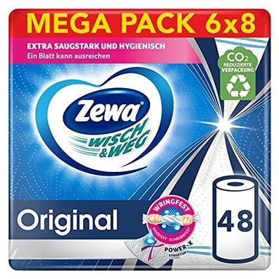 Zewa Wisch Weg Original Küchenrolle Haushaltspapier Power X Mega Pack 48 Rollen