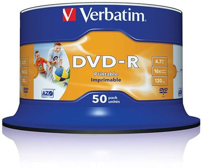 Verbatim 43533 DVD-R 4,7 GB 16x Speed Printable bedruckbar Rohling 50er Spindel