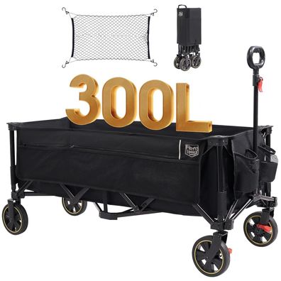 TIMBER RIDGE XXXL Bollerwagen Faltbar 300L 160KG mit Netze als Fallschutz