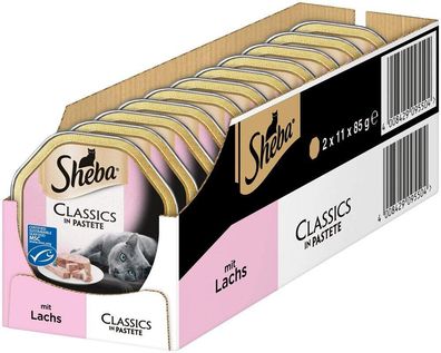 Sheba Classics in Pastete Lachs Katzenfutter Nassfutter Adult Schälchen 22 x 85g