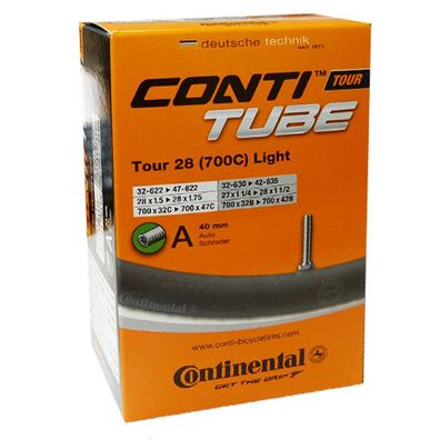 Continental Schlauch TOUR 28" Light 32-47/622-642 A40 schwarz Fahrrad Autoventil