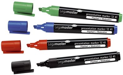 Legamaster 7-155094 Präsentationsmarker TZ41 - nachfüllbar, ca. 2 - 5 mm, 4er Etui