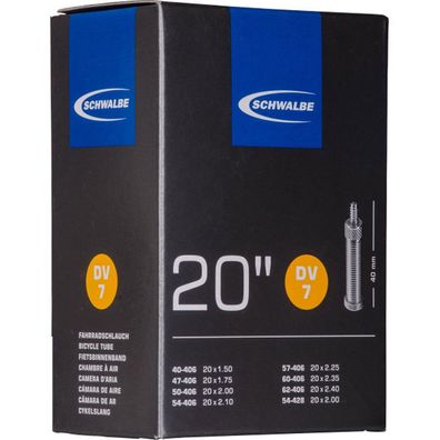 Schwalbe Schläuche 20" 40/62-406 Dunlopventil 40mm Butyl DV7 145g Fahrrad