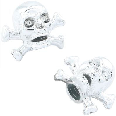 CONTEC Ventilkappe 1 Paar Skull &amp; Bones Kunststoff chrom ca. 20g 4250311305028