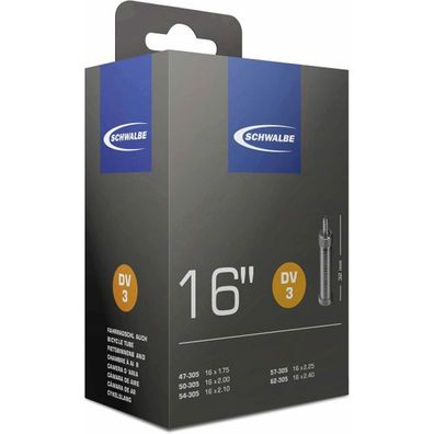 Schwalbe Schläuche 16" 47/62-305 Dunlopventil 32mm Butyl DV3 115g Fahrrad