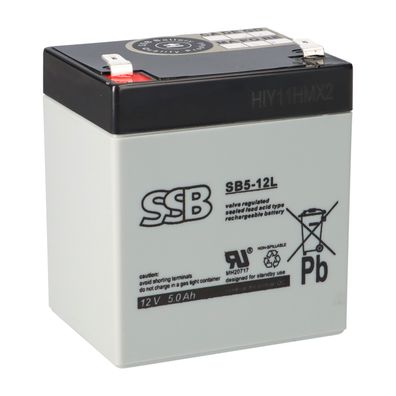 SSB Blei Akku SB 5-12L AGM Batterie 6,3mm Faston- 12V 5Ah