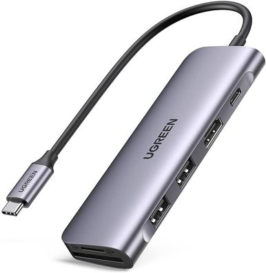 UGREEN USB C Hub 6 in 1 Typ C auf HDMI 4K, 2 USB 3.0 Ports, SD TF Kartenleser,