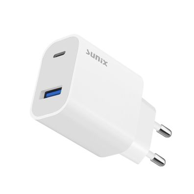 Sunix PD 20W Schnell-Ladegerät 2 Ports 1x USB 1x Typ-C Netzteil Stecker 4x Schnell