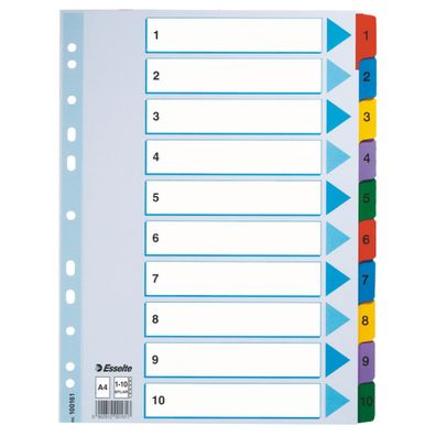 Esselte 100161 Ordnerregister DIN A4 Vollformat 1-10 weiß 10-teilig