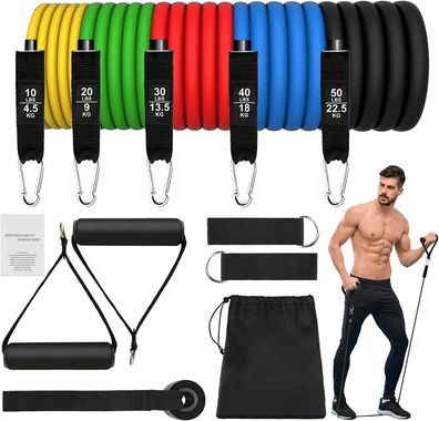 FitFas Resistance Bands Fitnessbänder Set Widerstandsbänder - Expander Tubes Rub