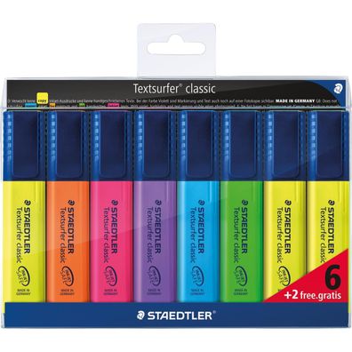 Staedtler 364 A WP8 Textmarker "Textsurfer classic", 6 + 2 GRATIS