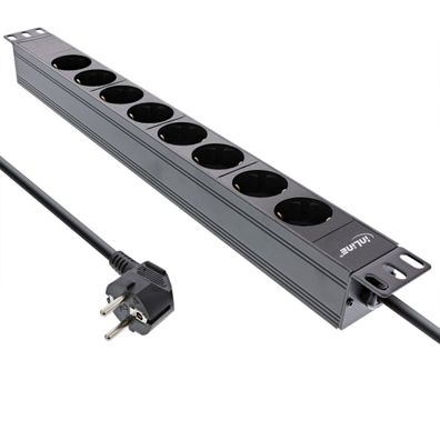 InLine® 16418I InLine® 19" Steckdosenleiste, 8-fach Schutzkontakt, ohne Schalter,