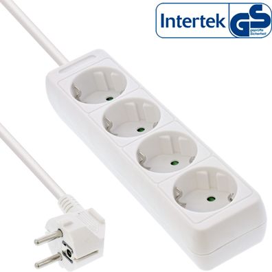 InLine® 16443F InLine® Steckdosenleiste, 4-fach Schutzkontakt 3m, weiß