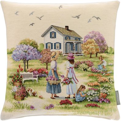 Kissenbezug Gobelin 45x45 Sandner Romantik Blumenmädchen Kissenhülle Kissen Sommer