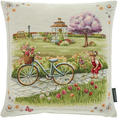 Kissenbezug Gobelin 45x45 Sandner Romantik Drahtesel Kissenhülle Kissen Frühling