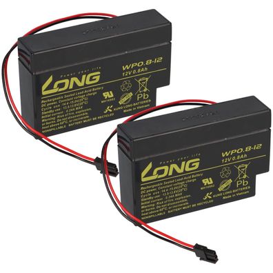 2x Kung Long Akku WP0.8-12H 12V 0,8Ah Heim und Haus Stecker AGM Blei Batterie