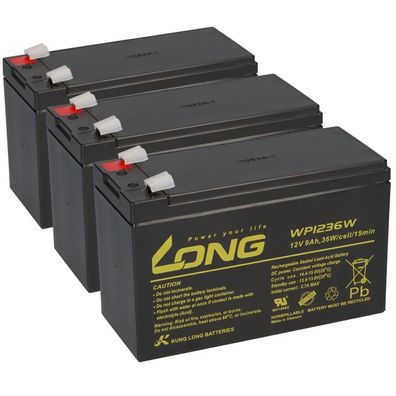 3x AGM-Akkus 12V 9Ah – passend für AEG Protect D 1000 (ältere D-Serie)