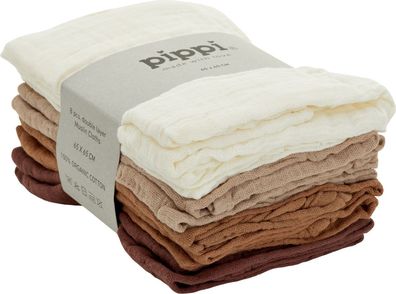 Pippi Babywear Kinder Windel Organic Muslin Cloth (8er Pack) Mahogany-65x65 cm