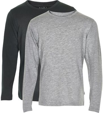 Minymo Kinder Longsleeve Basic 34 Langarm Shirt (2-Pack) Anthacite Black