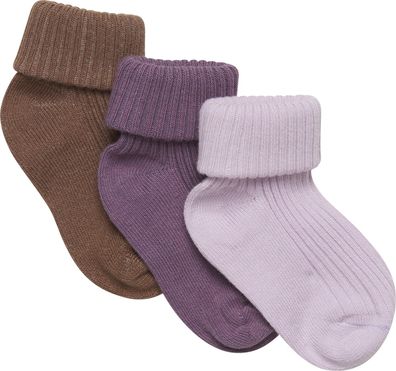 Minymo Kinder Socke Baby Sock Rib (3er Pack) Very Grape