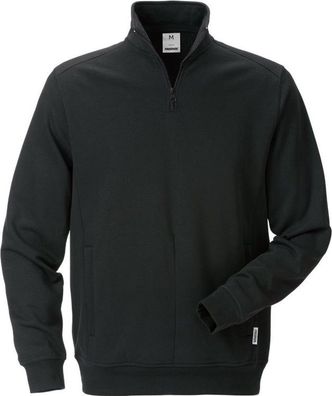 Fristads Sweatshirt mit kurzem Reißverschluss 7607 SM Schwarz