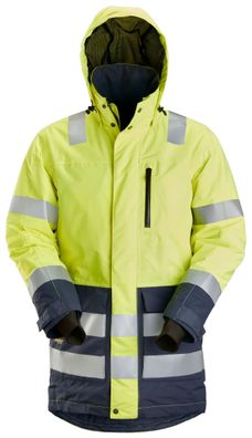 Snickers AllroundWork Hi-Vis wasserdichter Parka, Kl. 3, EN 20471, 343 HV-Gelb-Navy