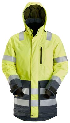 Snickers AllroundWork Hi-Vis wasserdichter Parka, Kl. 3, EN 20471, 343 HV-Gelb-Sta