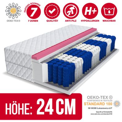 Matratze MEMORY 7 Zonen 120x200 VISCO 24cm hoch H3 Bezug wählbar NEUES Modell